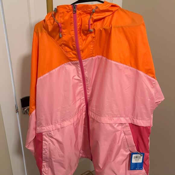 Columbia Colorblock Windbreaker Jacket – Orange & Pink – NWT 3X - Picture 2 of 3